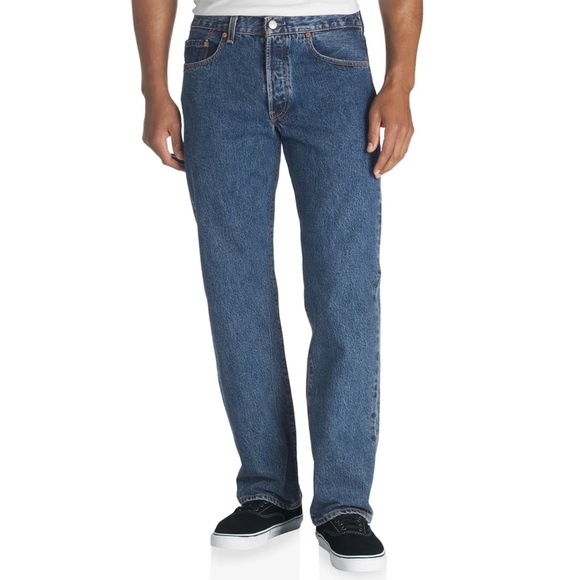 LEVI MEN’S 501 BUTTON FLY DENIM BLUE JEANS SZ 34 - Picture 1 of 5